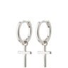Pilgrim Daisy Silver Cross Hoop Earrings