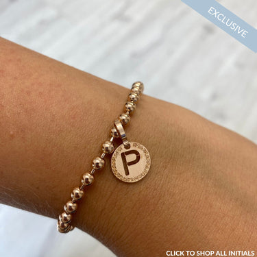 Rebecca My World Rose Gold Small Initial Charm & Bracelet Set