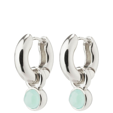 Pilgrim Evah Silver Turq Hoop Earrings
