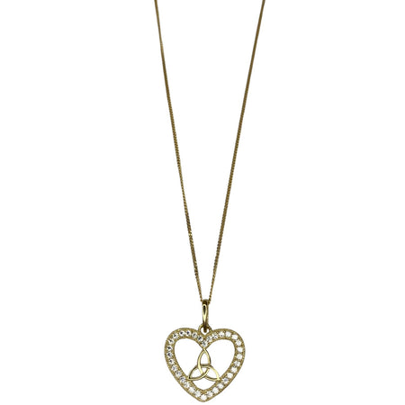 9ct Gold Heart Celtic Pendant & Chain Necklace Set