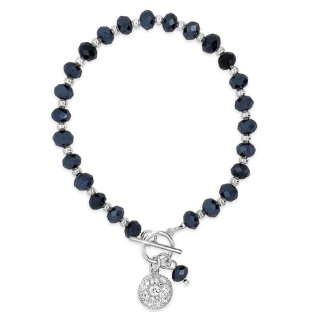 Absolute Silver Navy Blue TBar Bracelet