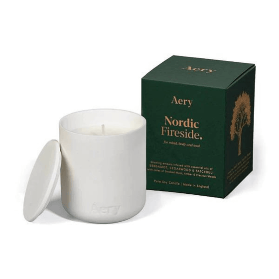 Aery Nordic Fireside Scented Candle - Smoked Musk Cedarwood and Patchouli