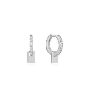 Ania Haie Glam Pendant Silver Huggie Hoop Earrings