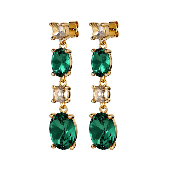 Dyrberg Kern Cornelia Gold Statement Earrings - Green/Golden