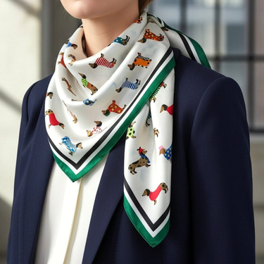 DACHSHUND-PATTERN-NECK-SCARF-GREEN