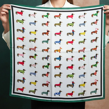 Dachshund Pattern Neck Scarf - Green