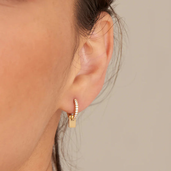 Ania Haie Glam Pendant Gold Huggie Hoop Earrings