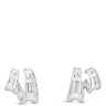 Pair of silver hoop earrings on a white background