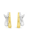 Pair of earrings in silver and gold on a white background