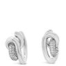 Pair of silver hoop earrings on a white background