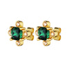 Dyrberg Kern Gigi Gold Stud Earrings - Emerald Green