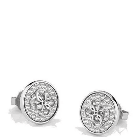 Guess Dreaming Silver and Pave 4G Logo Stud Earrings
