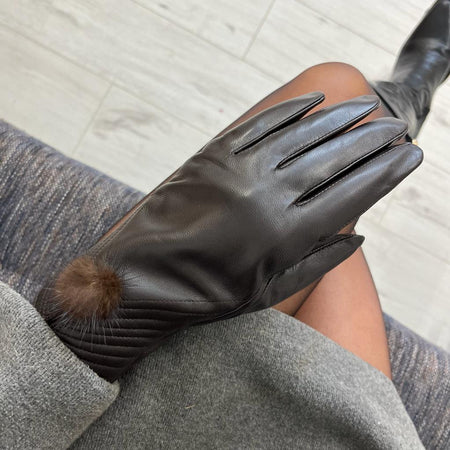 Ladies Leather Lined Gloves - Black