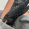 Ladies Leather Quilted Gloves - Black