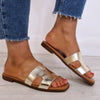 Oh My Sandals Leather Slip On Flat Mules - Pale Gold