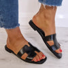 Oh My Sandals Leather Slip On Flat Mules - Black