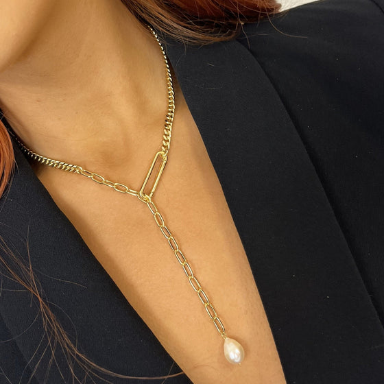 Pilgrim Heat Gold Chain Necklace with Pearl drop