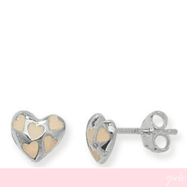 Heart-shaped earrings with a pink and white background