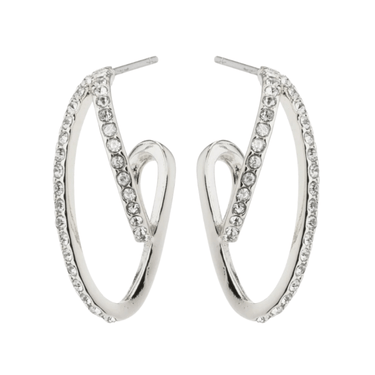 Pilgrim Etty Silver Crystal Hoop Earrings