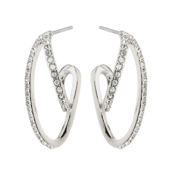 Pilgrim Etty Silver Crystal Hoop Earrings