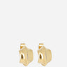Gold hoop earrings on a white background
