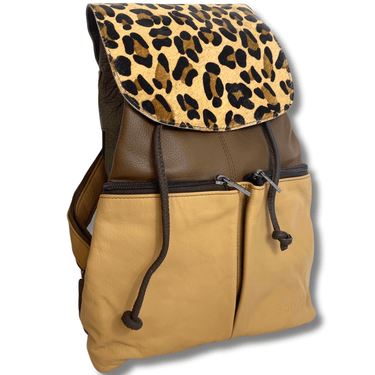 ladies brown and beige leather backpack