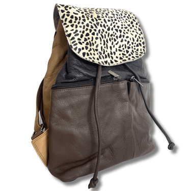 ladies dark leather backpack