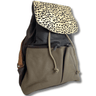 ladies-dark leather backpack with giraffe patten