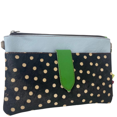 Soruka Nikki Leather Wristlet Bag - Blue Dot