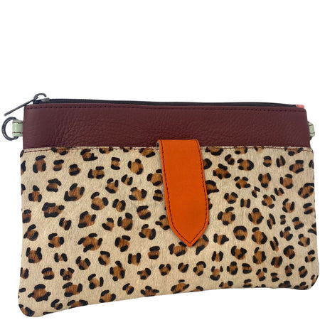 Soruka Nikki Leather Wristlet Bag - Brown Leopard