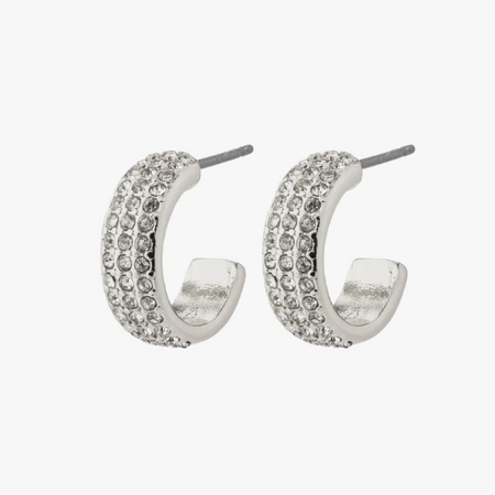 Pilgrim Matylda Small Silver Crystal Hoop Earrings