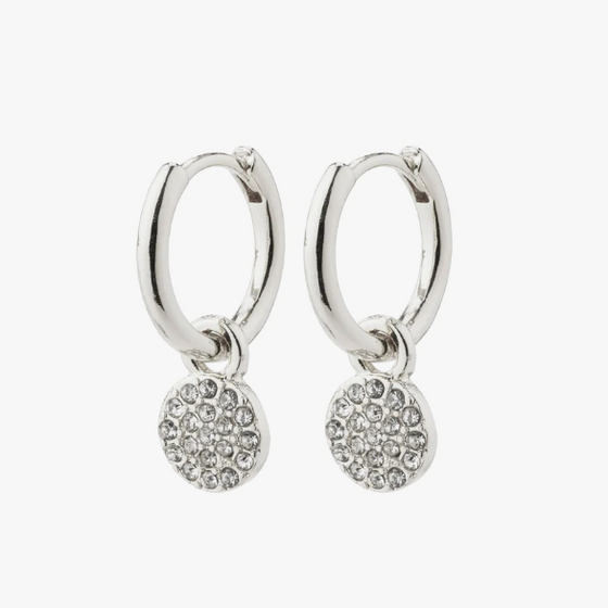 Pilgrim Chayenne Silver Crystal Pendant Hoop Earrings