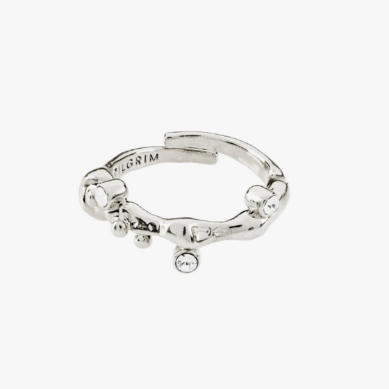 Pilgrim Iwona Silver Twist Ring - Clear