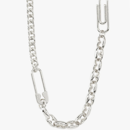 Pilgrim Pace Silver Chunky Safety Pin Necklace