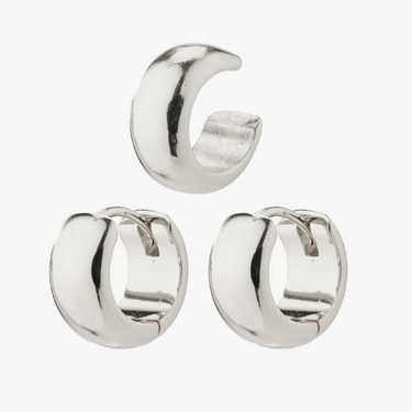 Pilgrim Pace Silver Hoop and Cuff Earrings