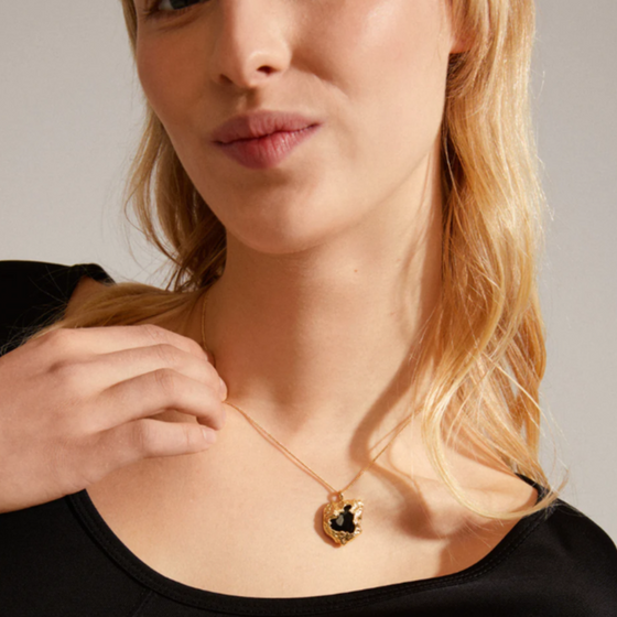 Pilgrim Rhythm Gold Black Pendant Necklace