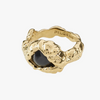 Pilgrim Rhythm Gold & Black Stone Statement Ring