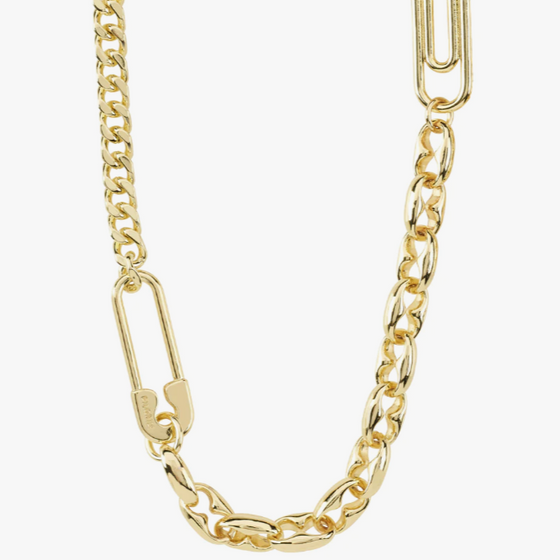 Pilgrim Pace Gold Chunky Safety Pin Necklace