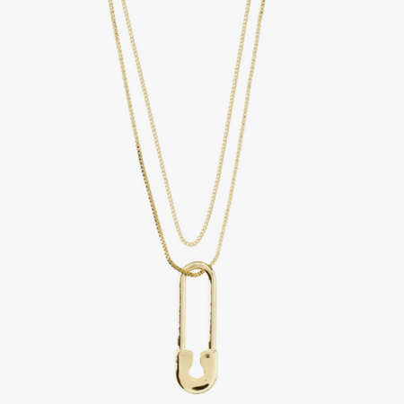 Pilgrim Pace Gold Safety Pin Pendant Necklace