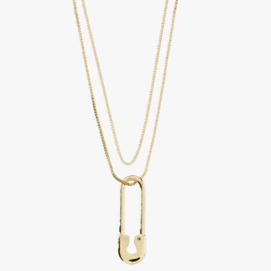 Pilgrim Pace Gold Safety Pin Pendant Necklace