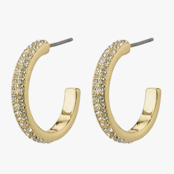 Pilgrim Heat Gold Crystal Hoop Earrings