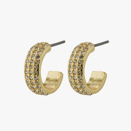 Pilgrim Matylda Small Gold Crystal Hoop Earrings