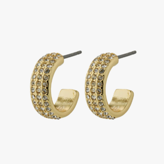 Pilgrim Matylda Small Gold Crystal Hoop Earrings