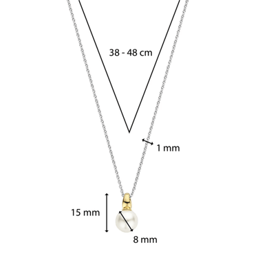 Ti Sento Gold & Silver Classic Pearl Necklace