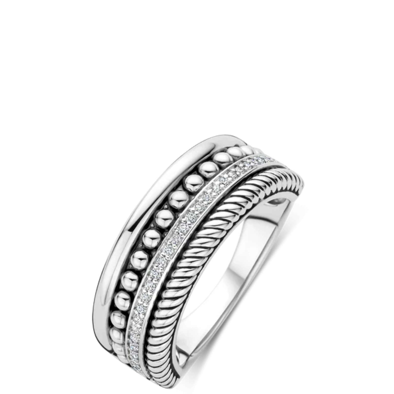 Sentido Jewelry Rings Ti Sento Silver Textured Statement Ring – Bejeweled At Soul