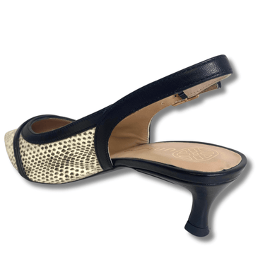 LADIES MONOCHROME KITTEN HEEL SHOES