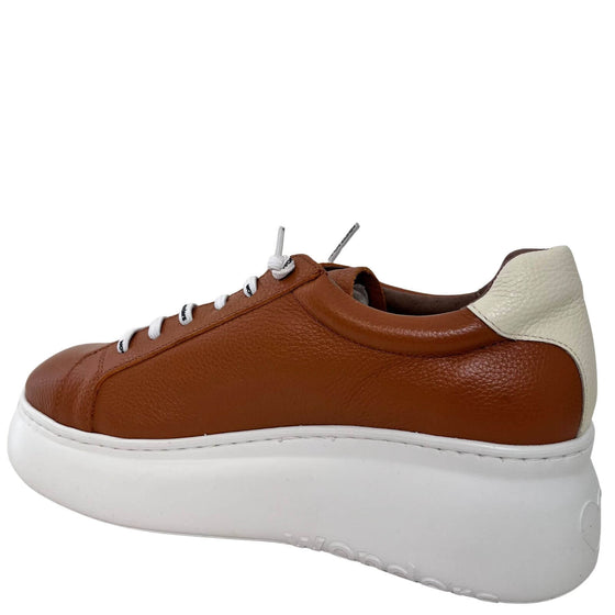 Wonders Tan Leather White Modern Sole Brand Lace Sneakers