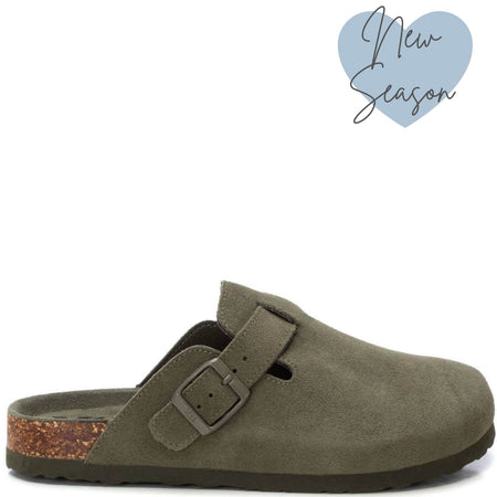 XTI Khaki Green Suede Clog Shoes