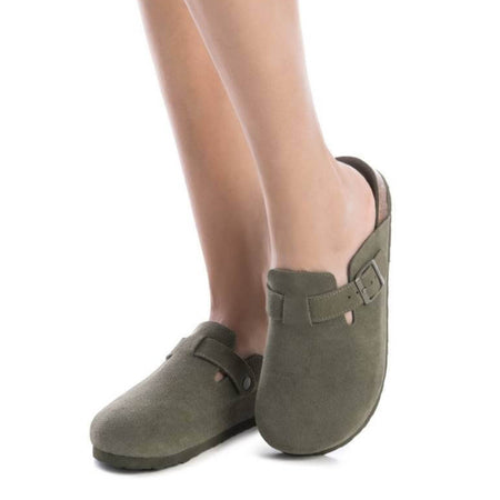 XTI Khaki Green Suede Clog Shoes