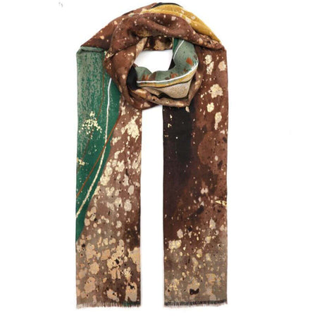 Abaigh Abstract Pattern Scarf - Brown